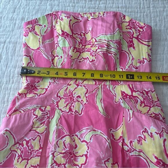 Lilly Pulitzer Blossom Strapless Lined Dress W/Pockets in Hotty Pink Day Size 6 - Picture 5 of 8